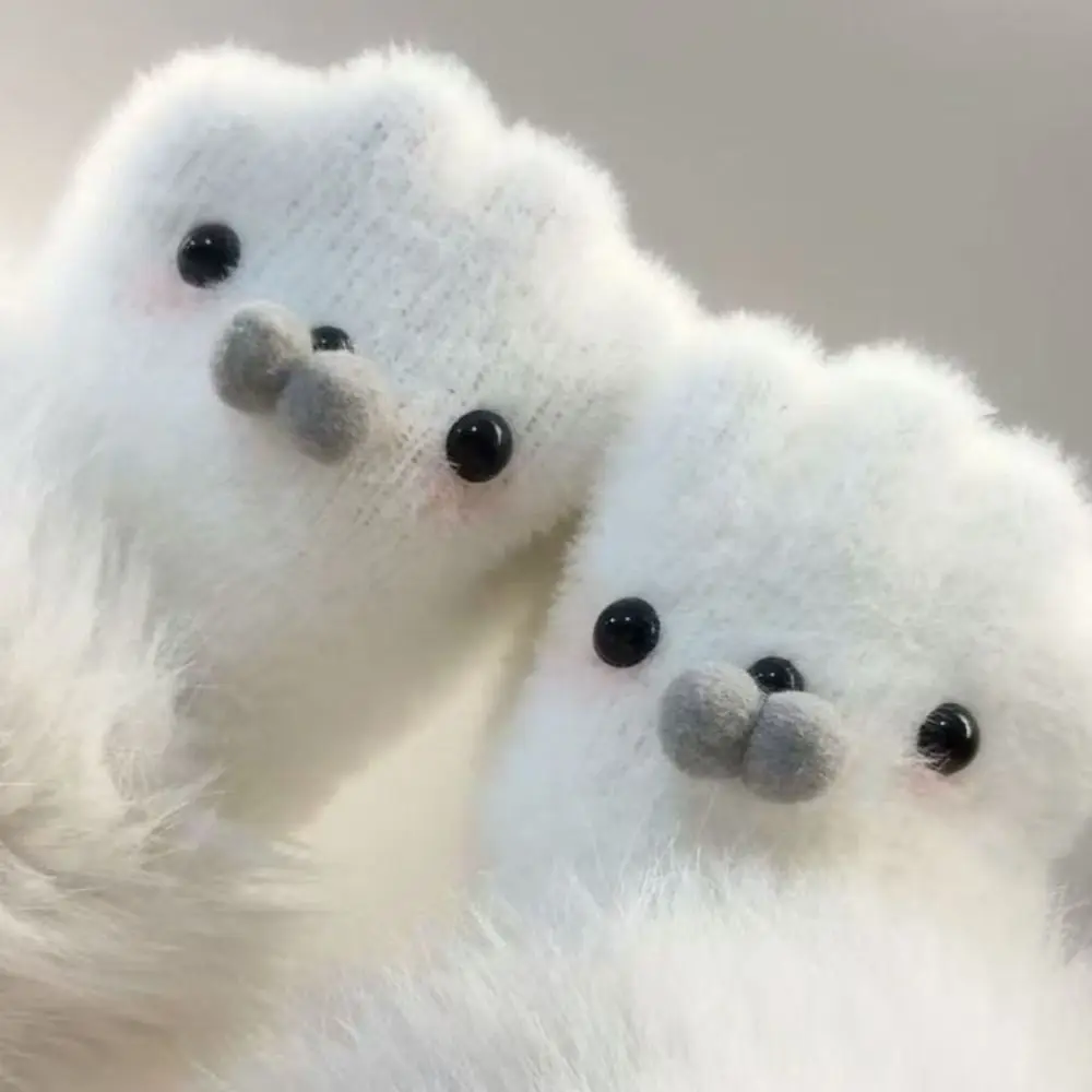 جديد المرجان المخملية المرجان المخملية قفازات Bowknot الكلب ختم قفازات دافئة دفئا الكرتون قفازات كاملة الأصابع الدراجات #1