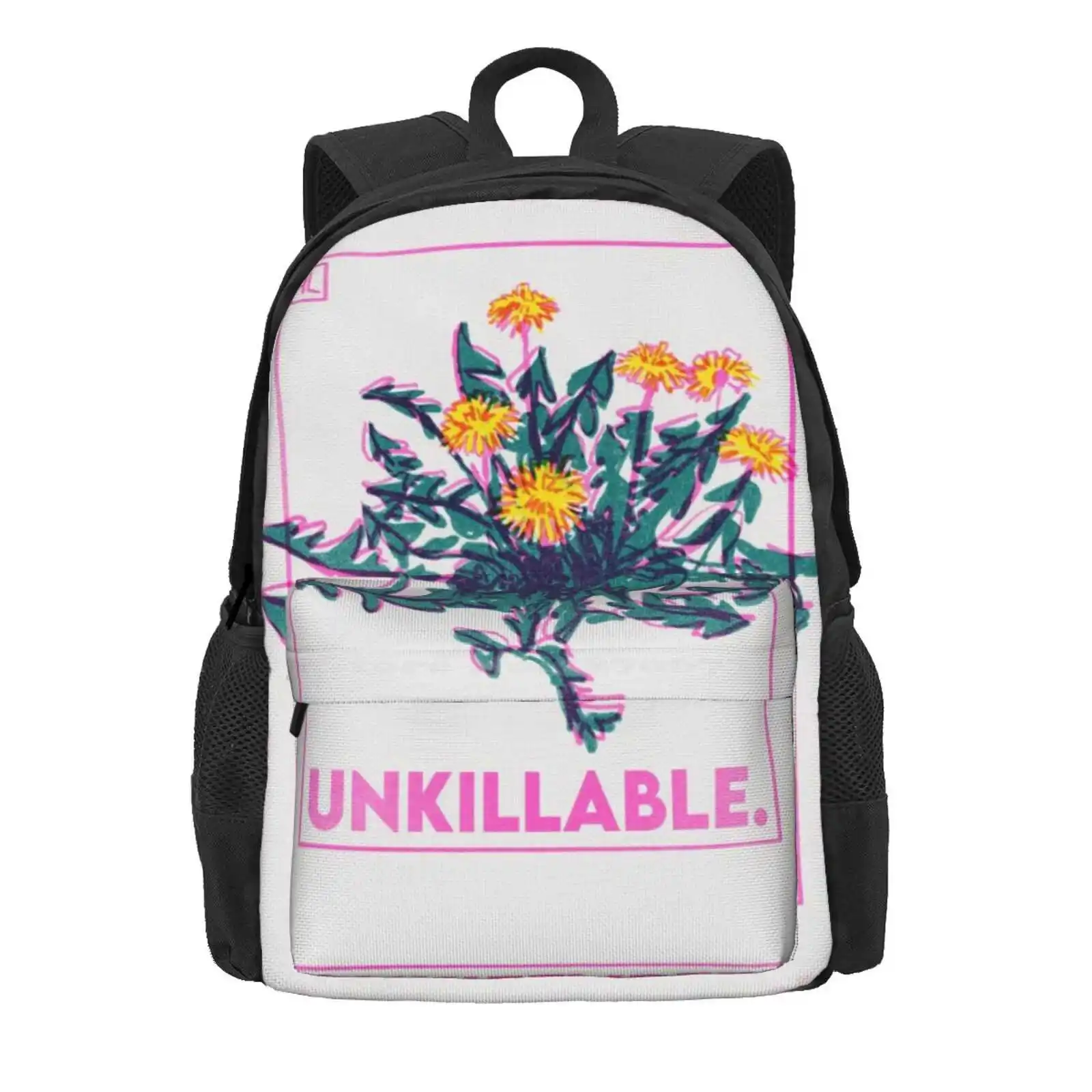 Unkillable Hot Sale Schoolbag Backpack Fashion Bags Unkillable Dandelion Resilient Resilience Queer Feminist Feminism Pride