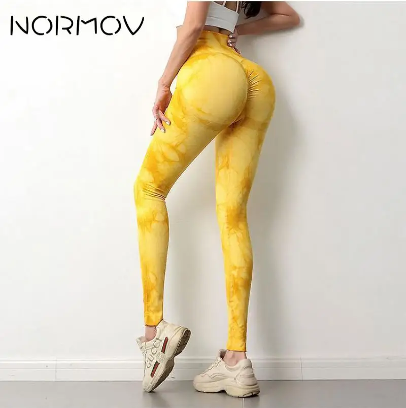 NORMOV Peach Buttocks Yoga Pants Women Tie Dyeing Sports Pants for Women Seamless Raises Butt Fitness Leggings Women High Waist