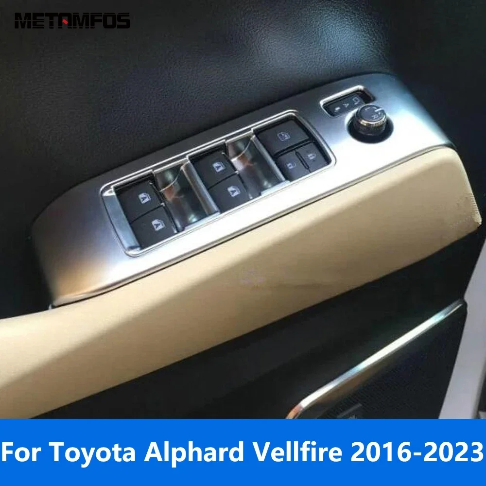 

Крышка переключателя оконного подъемника для Toyota Alphard Vellfire 2016-2022 2023, внутренняя рамка подлокотника из углеродного волокна, аксессуары для интерьера