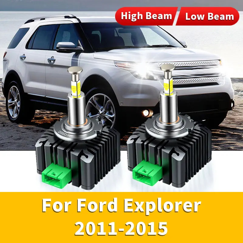 2Pcs LED Canbus Headlight HID Bulbs 35W 6000K 32000LM Auto Xenon Bulbs Replacement Plug&Play 12V For Ford Explorer 2011-2015