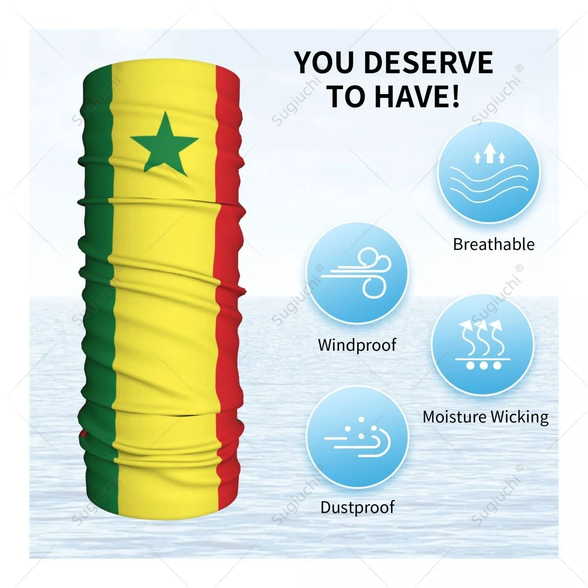Unisex Senegal Flag Neckerchief Scarf Neck Face Mask Scarves Neck Warmer Seamless Bandana Headwear Cycling Hiking view 6