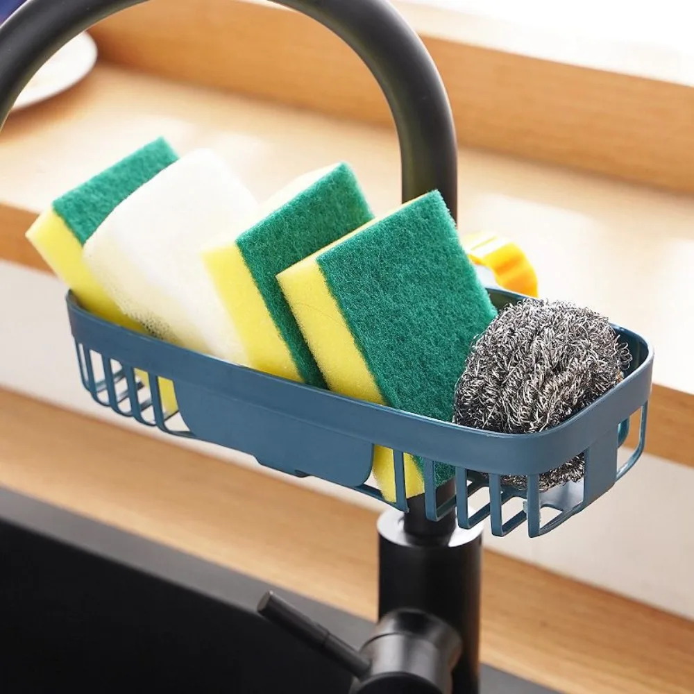 New No Drill Faucet Holder Soap Drainer Shelf Basket Sink Drain Rack Organizer Adjustable Sponge Storage Bathroom Kitchen