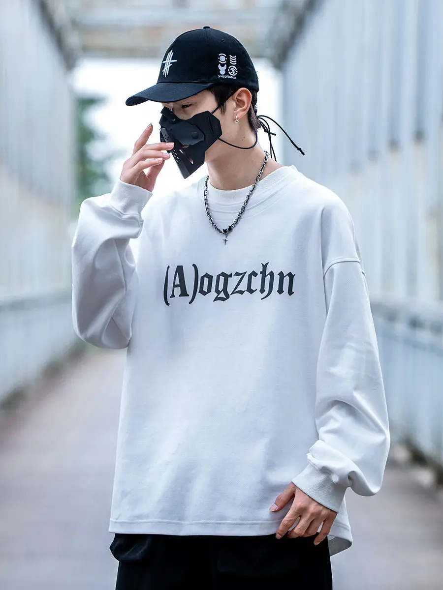 AOGZ American High Street round Neck Fleece Sweatshirt Letter Print Loose Couple Pullover Autumn Winter New Style Casual Cott...