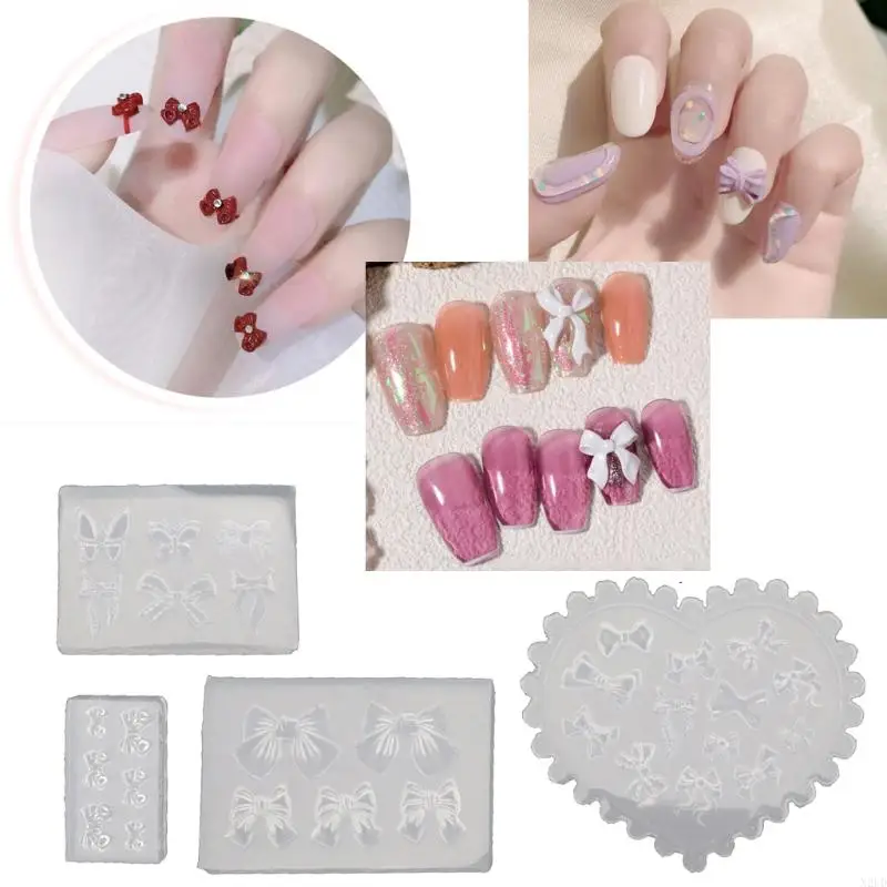 3D mini bowknot stampo silicone intaglio intagliato intagliato stampo gel utensili manicure n2ud