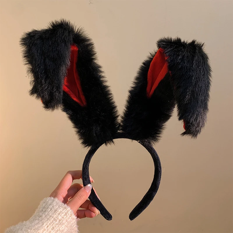 Girls Plush Long Rabbit Ear Hair Bands Headwear Headband Dress Accesorios Women Girl Cosplay Lolita Cosplay Hair Accessories - view 4