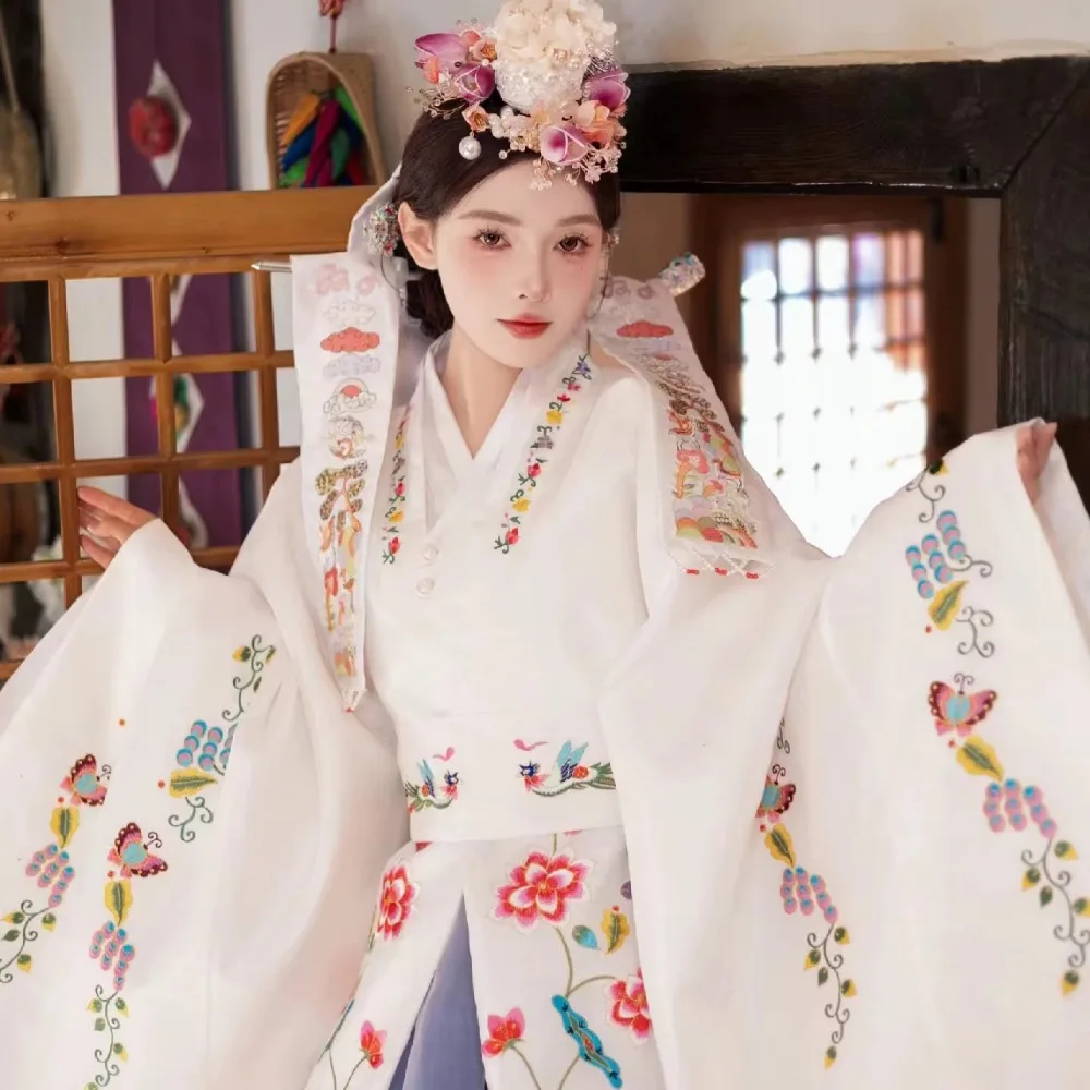 Korean Embroidery Wedding Hanbok Dress Princess Palace Photography Performance Dance Costume