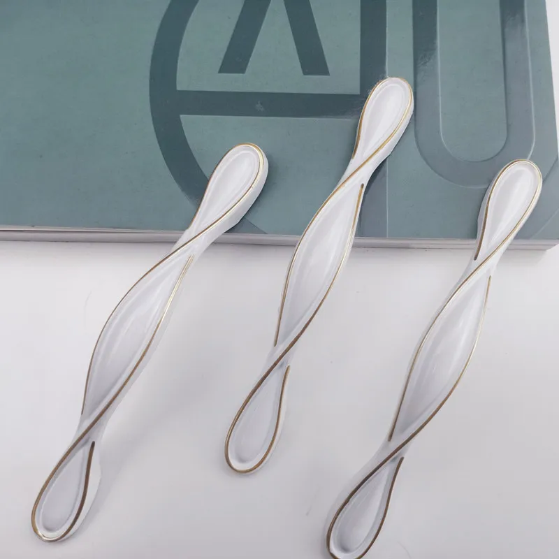 European Style Gold&White Cabinet Handles Solid Aluminum Alloy Kitchen Cupboard Pulls Drawer Furniture Handle Hardware