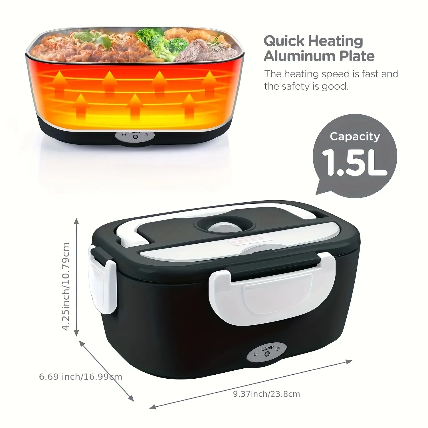 Lunch Box Portable Food Warmer For Car//Truckers Leak Proof Lunch Heater With Removable Stainless Steel Container 60W 50.72oz 11