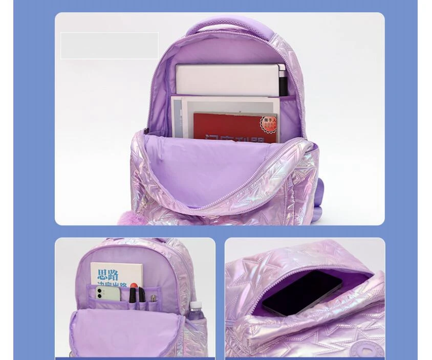 3 ชิ้นกระเป๋าเป้สะพายหลังสําหรับสาว 15.6 นิ้วแล็ปท็อปกระเป๋าเป้สะพายหลังโรงเรียนกระเป๋ากล่องอาหารกลางวันกระเป๋าดินสอชุดสําหรับนักเรียนกระเป๋านักเรียนสําหรับสาว