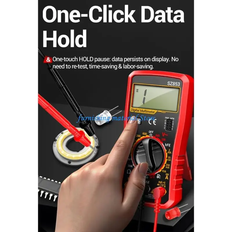 Y5GD 1999 Count ABS Construction Digital Multimeter For Electricians Technicians Featuring HFE Test And Data Hold Capability