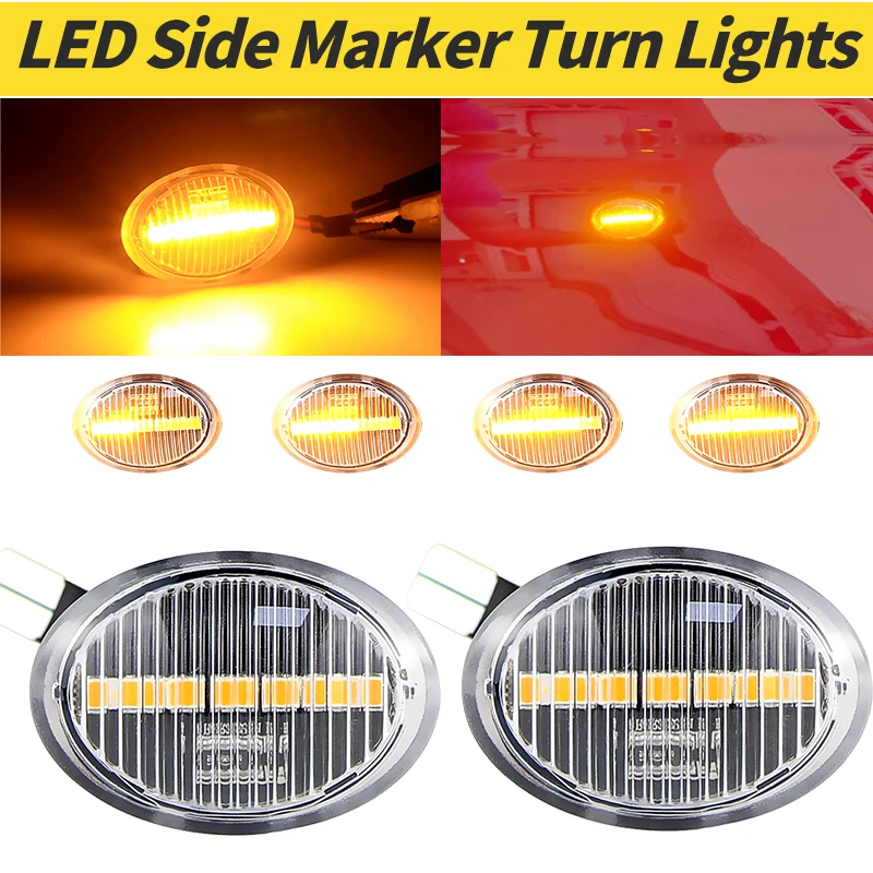 

1Pair Car Sequential Blink LED Light Side Fender Turn Signal Indicator For FIAT 500 500C 500L For ABARTH 500 595 695 For Ford KA