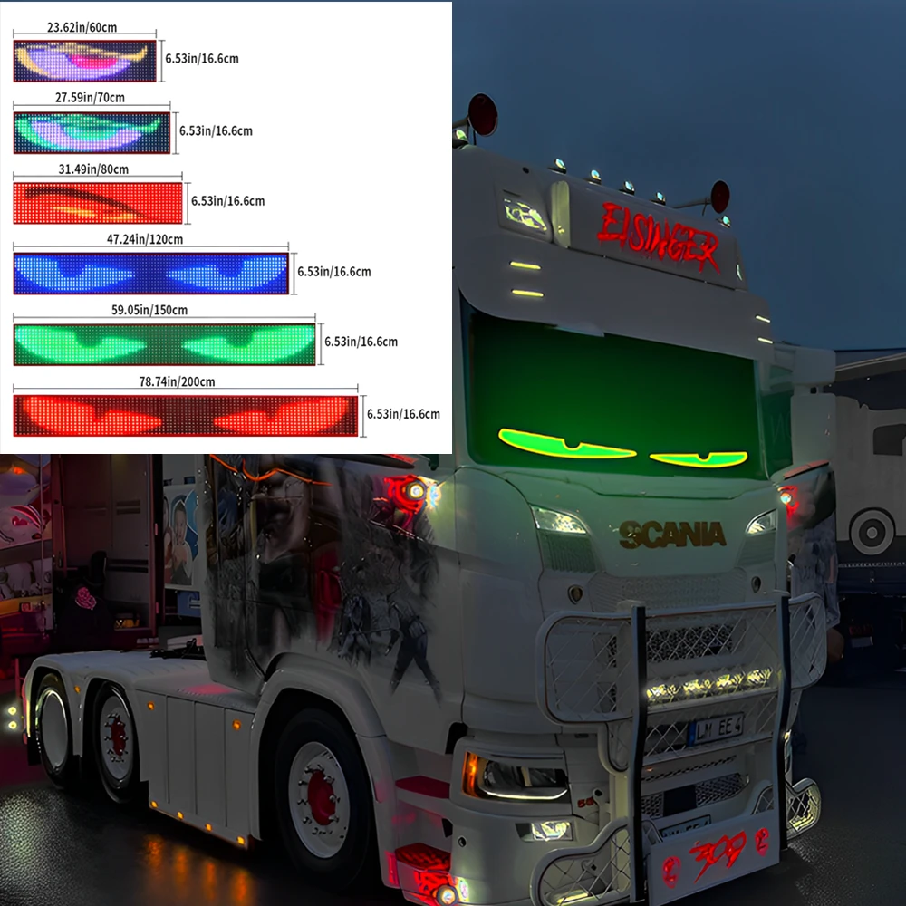 

Приложение Светодиодные глаза для прицепа автомобиля Лобовое стекло грузовика Беспроводной клейкий светодиодный экран для глаз Анимированные светодиодные глаза для автомобиля, которые мигают