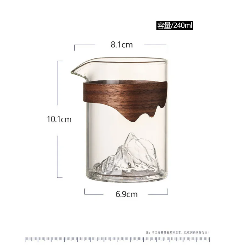 240ml Anti scalding Wooden Handle Glass Fair Cup  Pitcher Household Tea Ceremony Tea Mug Chahai Kung Fu Tea Set Accessories