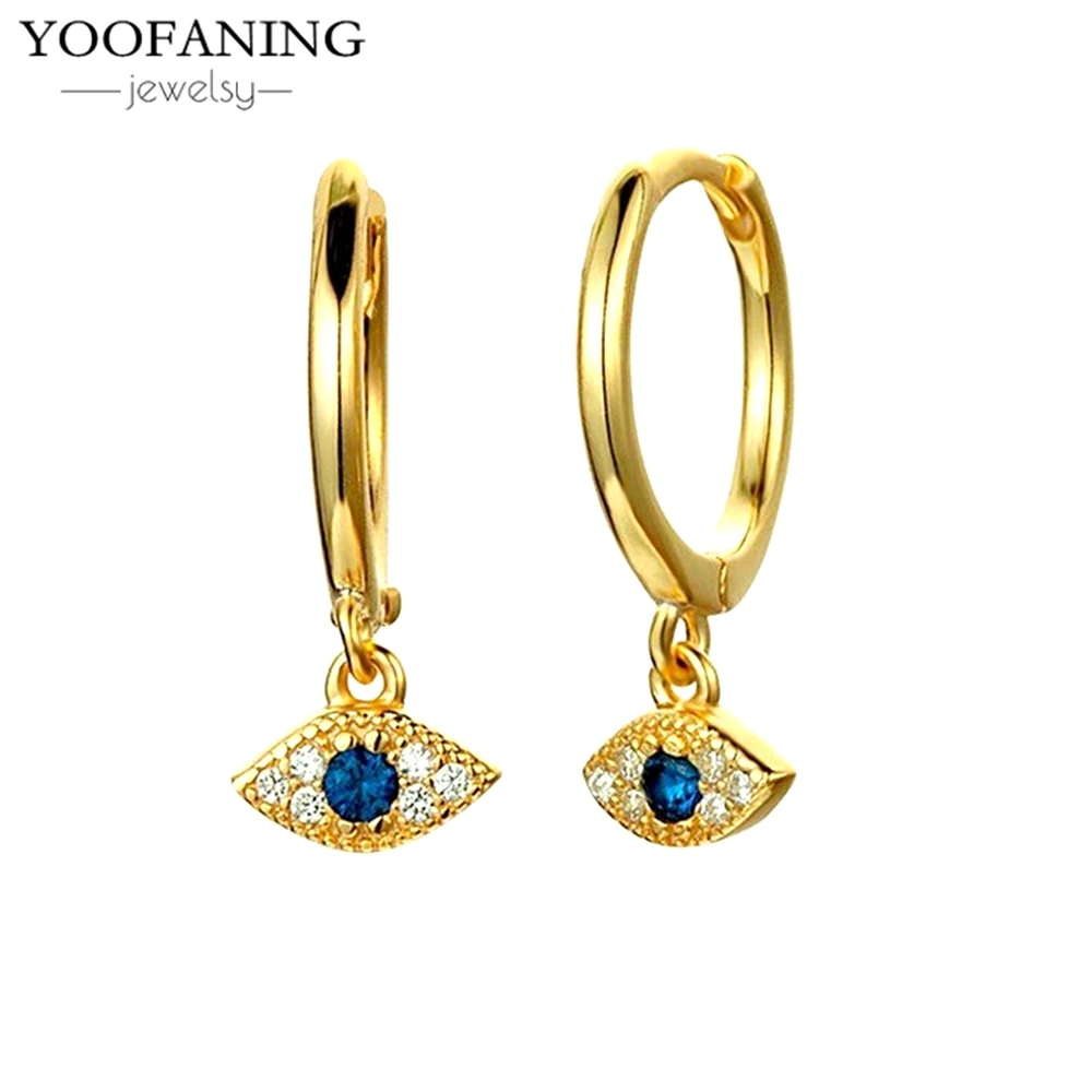 925 Sterling Silver Needle High-end Gold Silver Perforated Earrings Devil's Eye Design Pendant Women Earring Jewelry Gifts Party