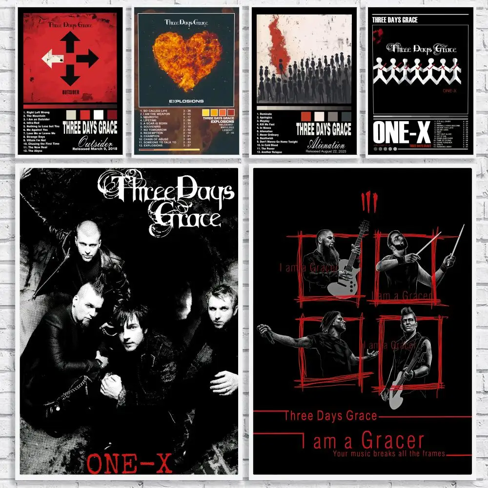 Metal Band t-three days grace album Poster Versatile HD Waterproof Wall Art Self-Adhesive Decor for Any Space Ideal Gift