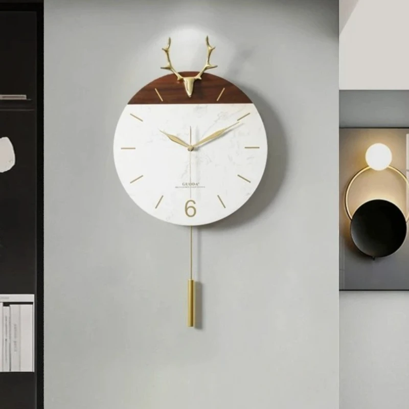Home Decor TV Background Sway Wall Clock Living Room Wall Decoration Clocks Restaurant Bedroom Mute Watch High-end Quartz Clock