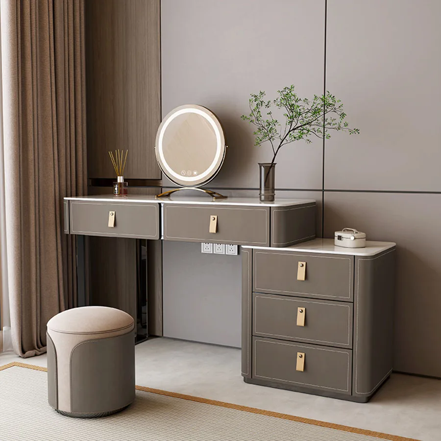 

Luxury Dressing Table Gray Big Long Large Extendable Display Design Transportable Dressers Europe Coiffeuse Hotel Furniture