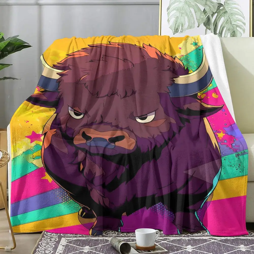 

Cartoon Yak Animal Throw Soft Flannel AC Blanket Lightweight Summer Nap Throw Cozy Blanket for Sofa Bed Travel Home