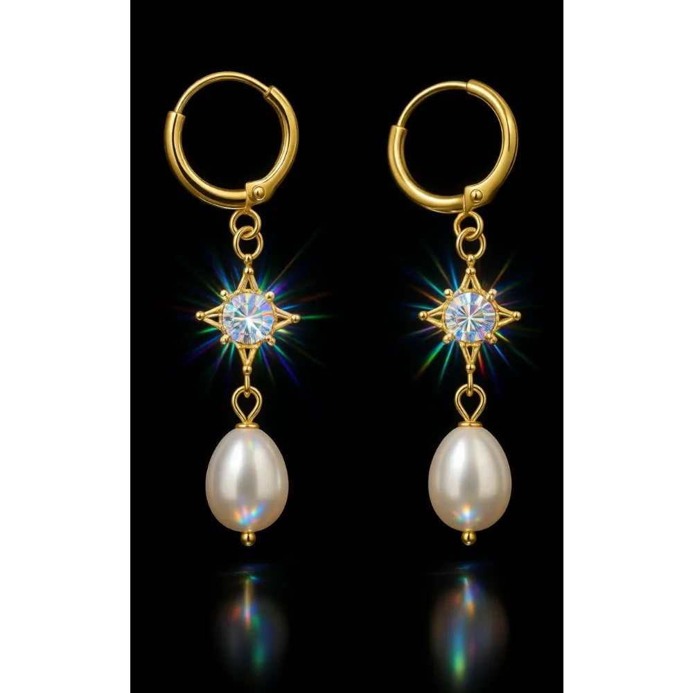 

Серьги-капли с жемчугом, синими кристаллами и кубическим цирконием для свадеб