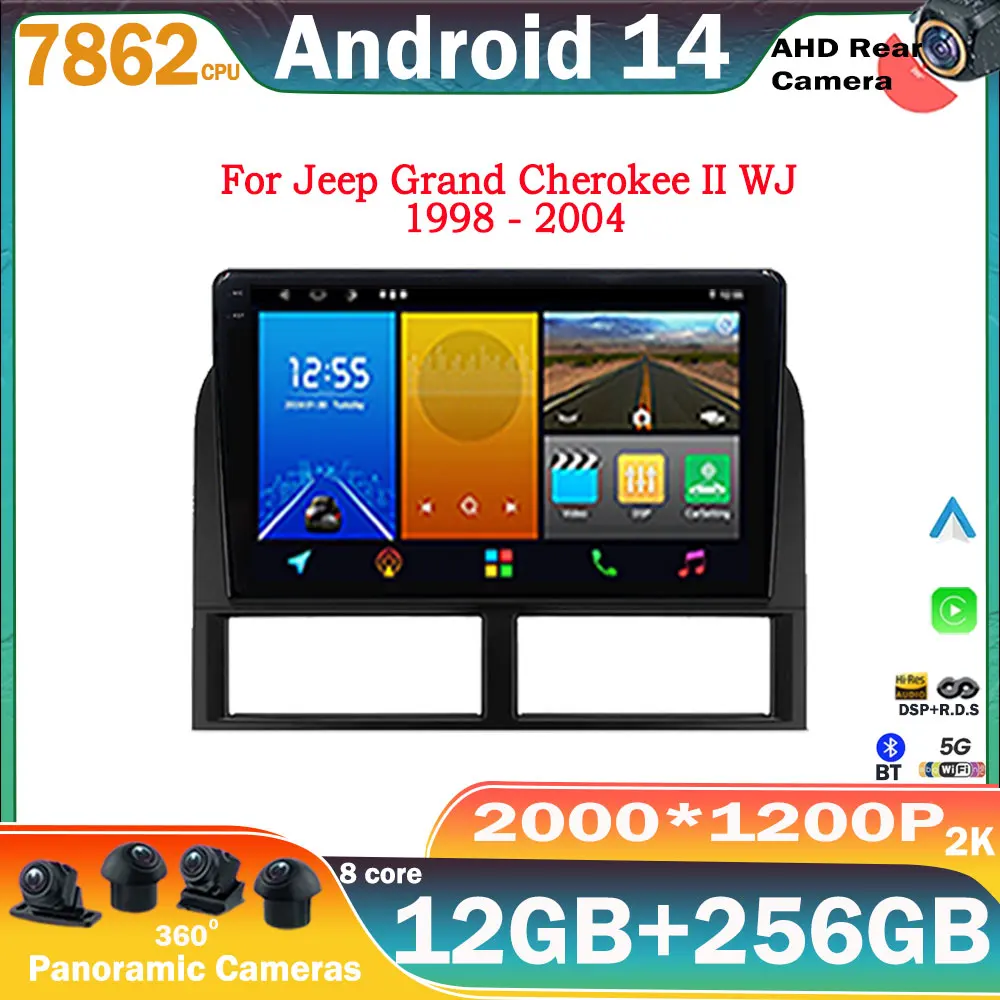 

Android 14 For Jeep Grand Cherokee II WJ 1998 - 2004 Car Radio Multimedia Video Player Navigation GPS 5G WIFI BT 4G No 2din dvd