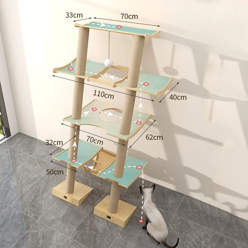 Multilevel Wooden Cat Tree Tower, Cat Climbing Frame, Sisal Rope, Scratching Posts, Beds Toys, Brand New