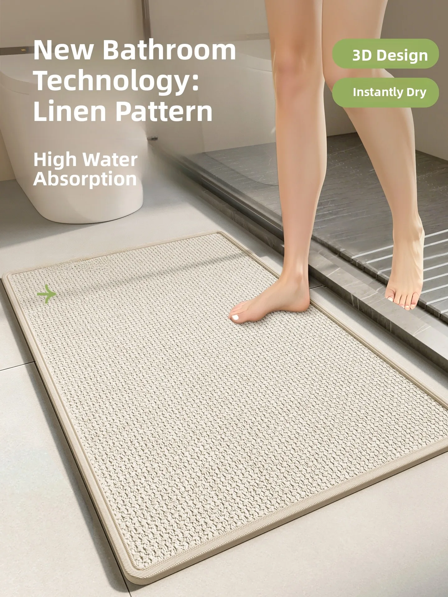 

Batoom Thiened Anti-Slip Floor Mat Toilet Entrance Carpet Waterproof Rug Wasoom Mat Non-Slip Batoom Rug