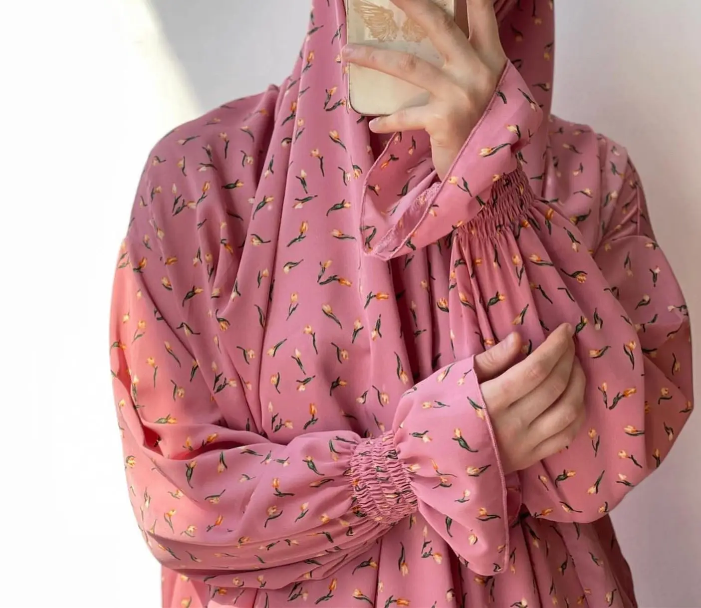 

2024 New Ebay Dubai Middle East Print Dr Robe LR545 Long Sve A-Line Skirt f High Collar Pure Color Polyester Fiber