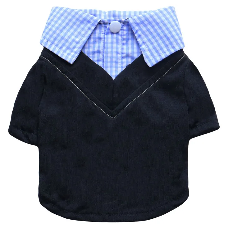 

Plaid Print Pointed Collar Dog T-Shirt, Fake 3-Piece Set for Small Breed Teddy, Wholesale Spring Summer Autumn Apparel
