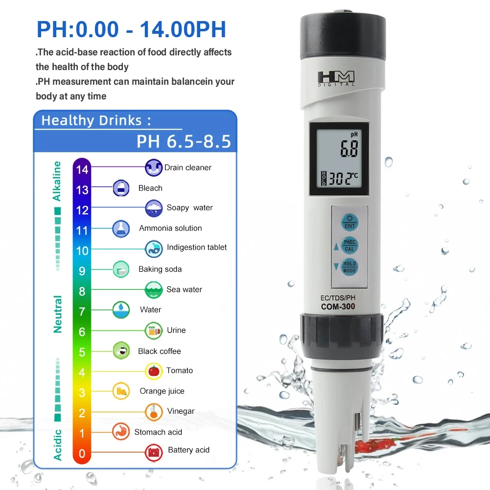 HM Digital Water Quality Tester 2/3/4 in 1 Combo Meter TDS EC Temp PH Meter PH-200 PH Meter ORP Tester for Hydroponic Aquarium