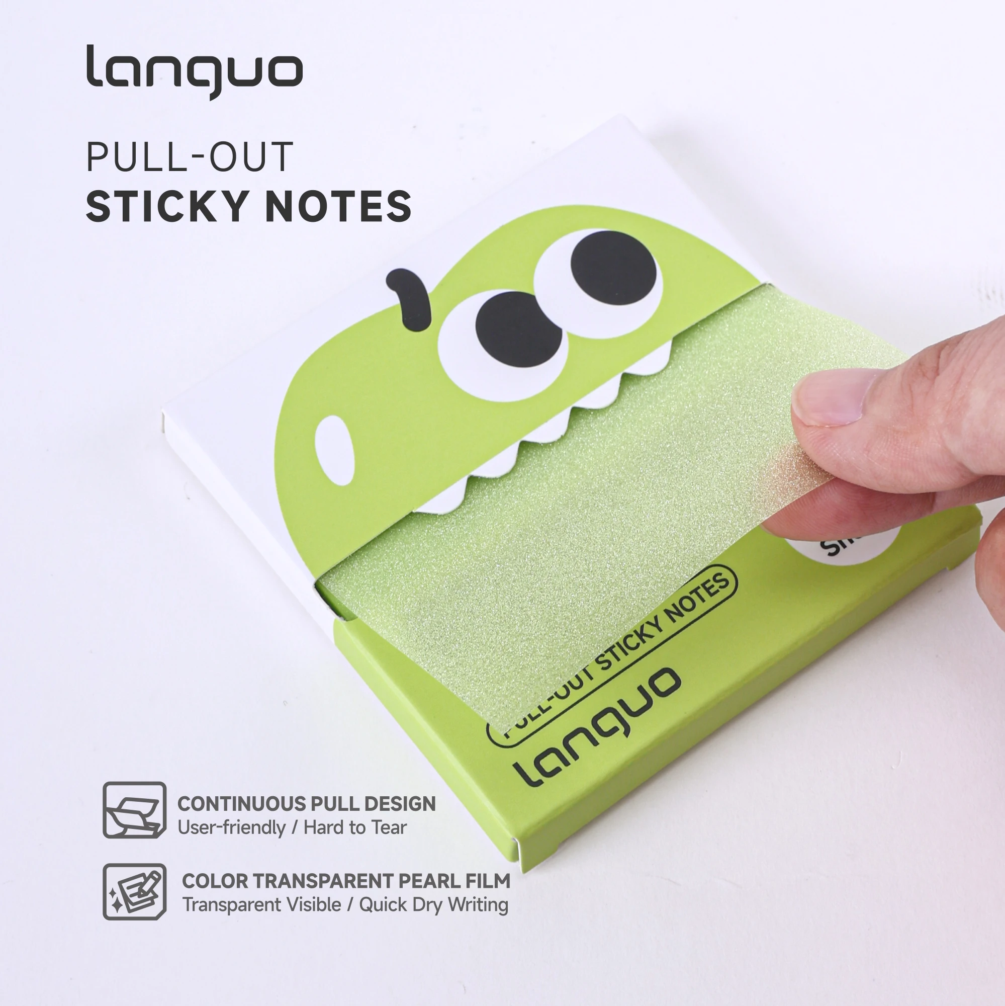 Languo 480Sheets Pull-Type Sticky Note Pearlescent Transparent Paper Self-Adhesive Memo Pads for Office School Stationery Supply