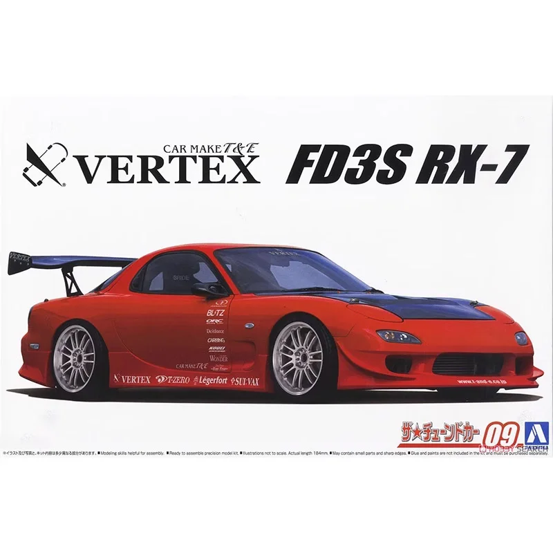 Aoshima 05839 1/24 Scale Vertex FD3S RX-799 Racing Sport Vehicle Car Hobby Toy Plastic Model Building Assembly Kit