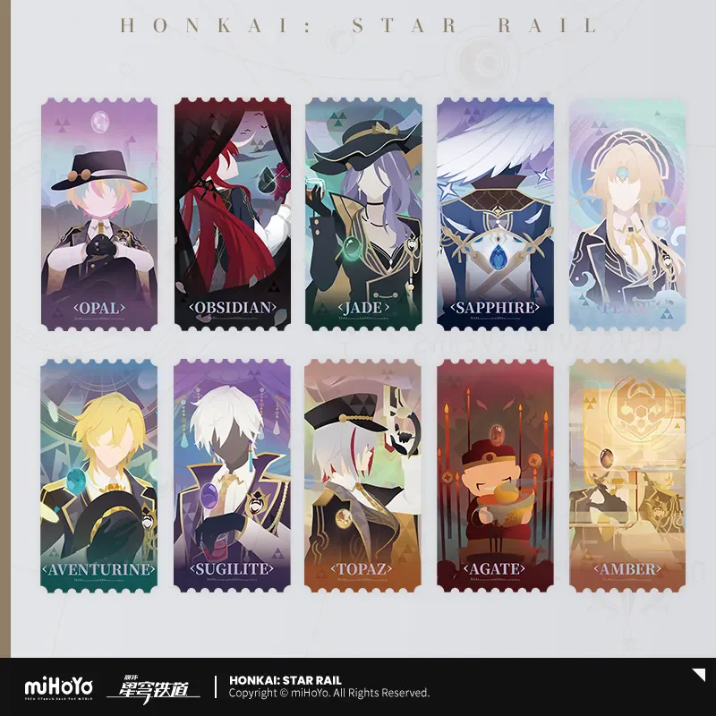 

[Genuine] miHoYo Game Honkai: Star Rail Aventurine Opal Obsidian Jade Sapphire Topaz Agate Amber Laser ticket set Cosplay Gifts
