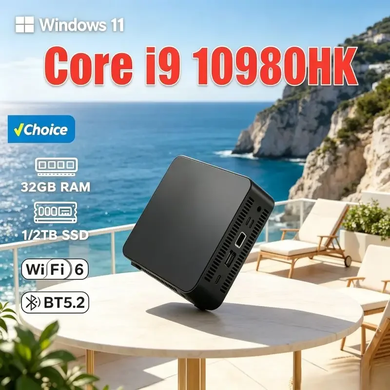 Mini PC Core I9 10980HK ,Windows 11,16GB SSD,WiFi6,BT5.2,4K HD, Overall Stability,Smart Pick for Business Tasks and Daily Family