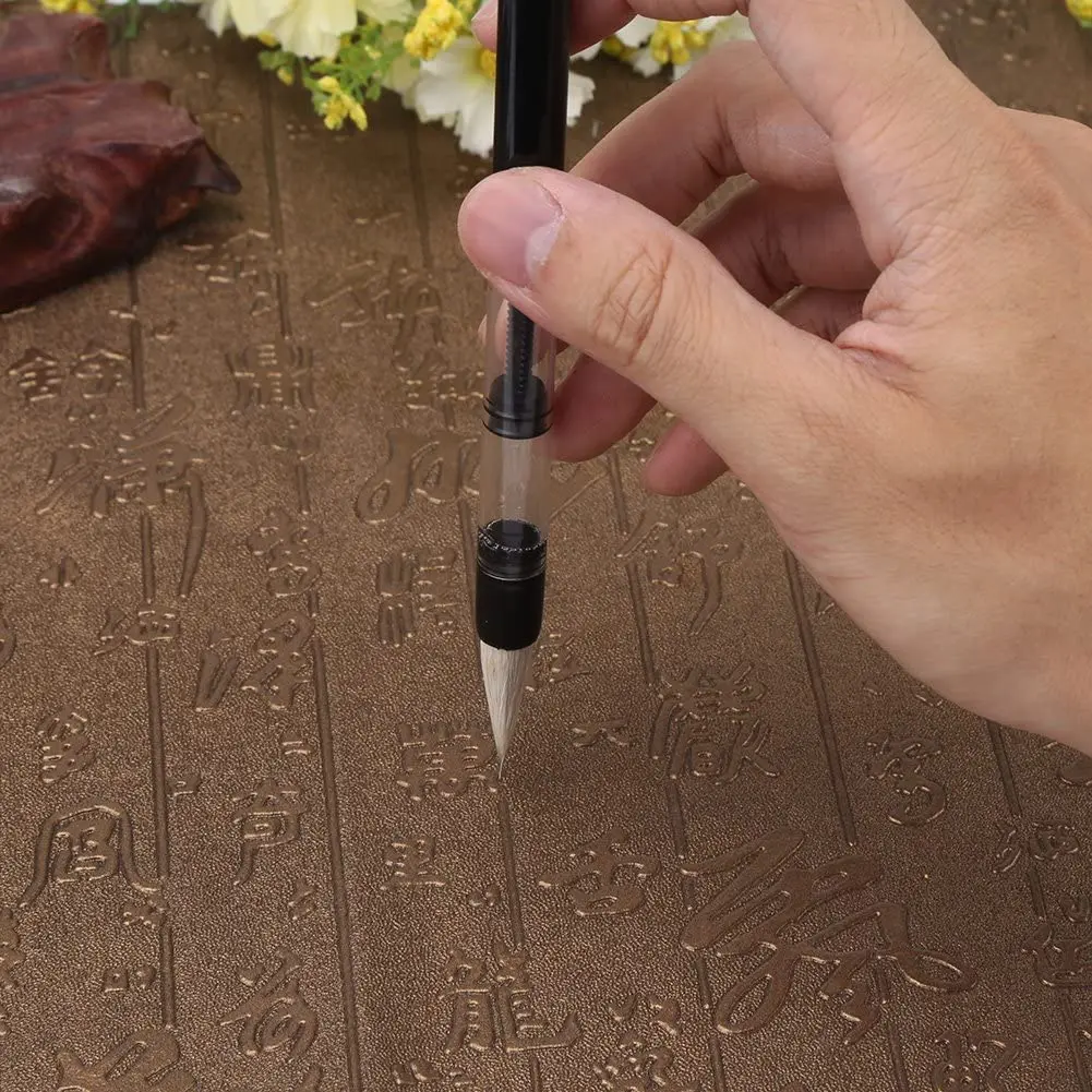 Imagem -04 - Chinês Japonês Pistão Escova de Água Caligrafia Pen Caneta de Pistão Ajustável Branco e Marrom Escova Cabeça Pen s m l Pcs