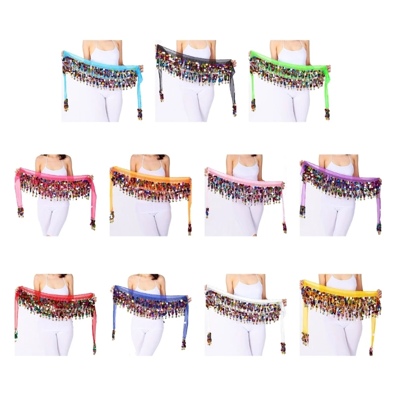 

Eye-catching Sequins Tassels Dance Waist Belt for Women Lady Training Dropship