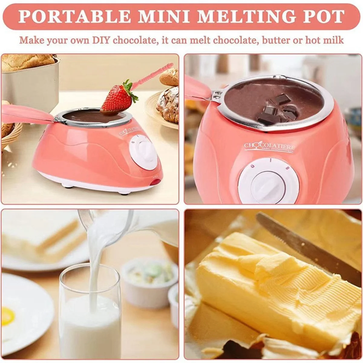 Electric Melting Chocolate Pot Gift Set Chocolate Melting with DIY Mold and Accessories for Candy Milk Cheese EU Plug