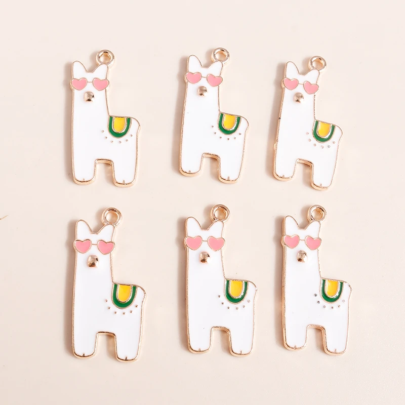 10 Stück niedliche gemischte Pflanzen-Kaktus-Anhänger, Emaille-Tier-Anhänger, Alpaka-Anhänger für die Schmuckherstellung, Halsketten, Ohrringe, DIY-Bastelarbeiten, Geschenke – Detail 12