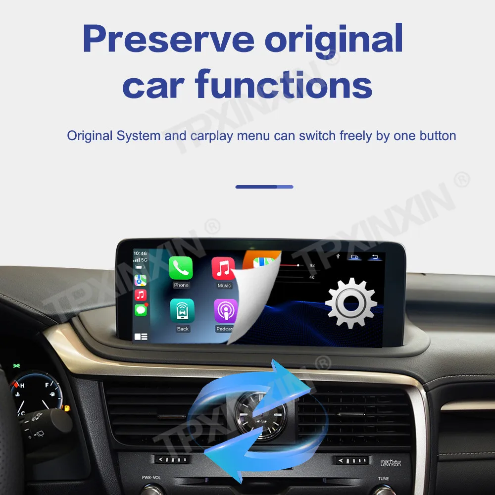 شاشة لينكس لاسلكية أبل كاربلاي أندرويد أوتو هايكار لكزس RX 2020 2021 ترقية السيارة الأصلية نظام تحديد المواقع مرآة لينك 1920*720