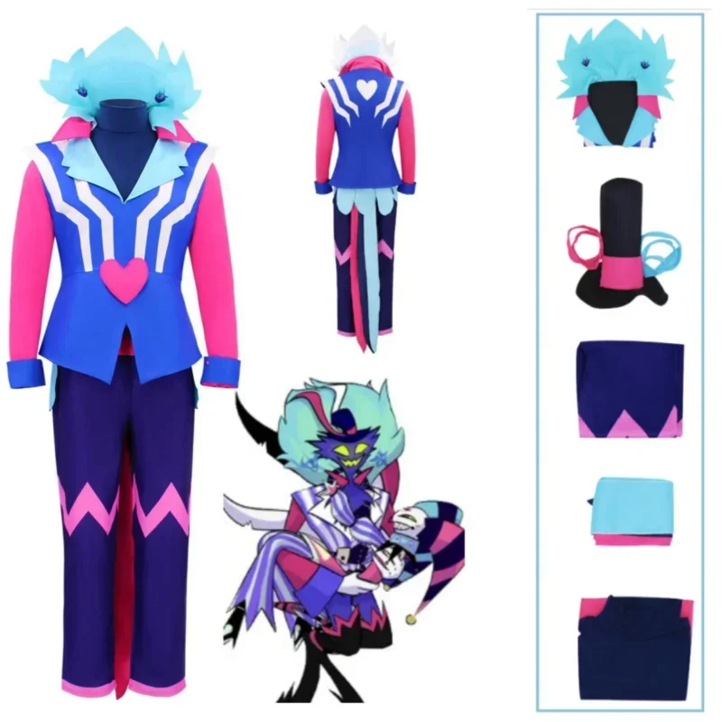 

Fizzarolli Asmodeus Cosplay Costume Hat Helluva Fizzi Boss Ozzie Halloween Fancy Suit Helluva Carnaval Party Couple Unisex S $0