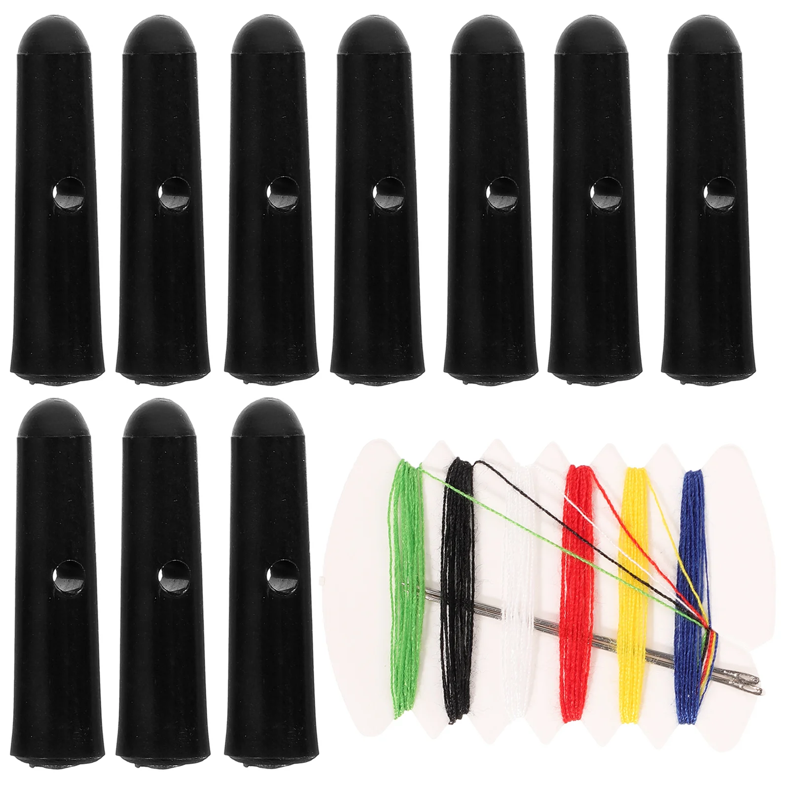 

10 Pcs Umbrella Bead Accessories Replacement Beach Covers Tips Beads Tail Head Double Hole Folding Ribs Repair Parts Black