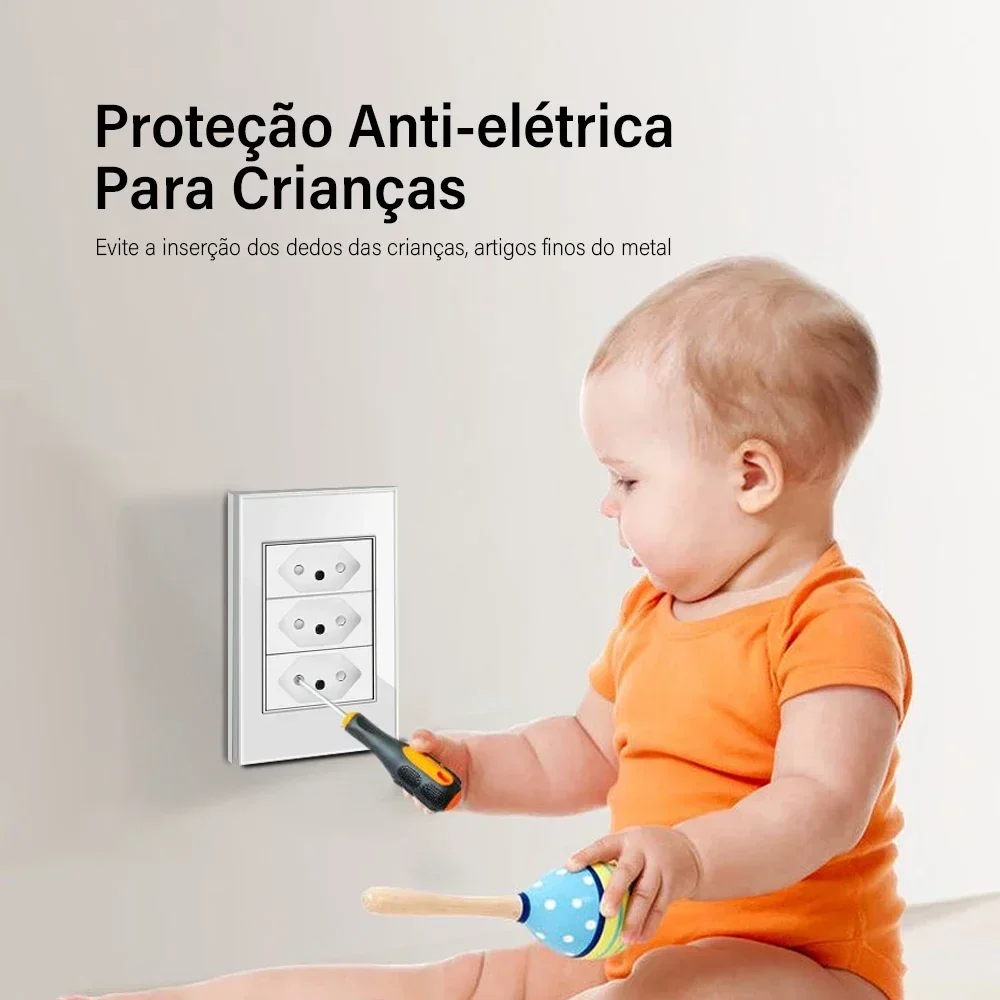 DELEFU 4*2 vidrio templado blanco Brasil salida estándar Dual Usb tipo C enchufe de pared interruptor de luz Suiza 10A 20A