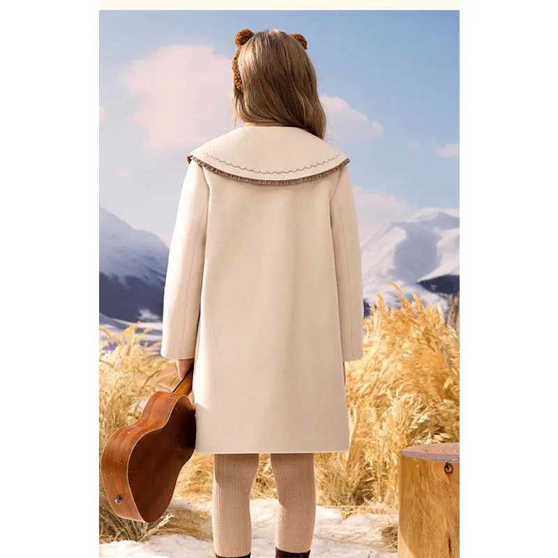 EACHIN Kids Wool Coats New Thick Casual Outwear Girl Wool Jackets Children Long Overcoat Fashion Winter Clothes for Girls