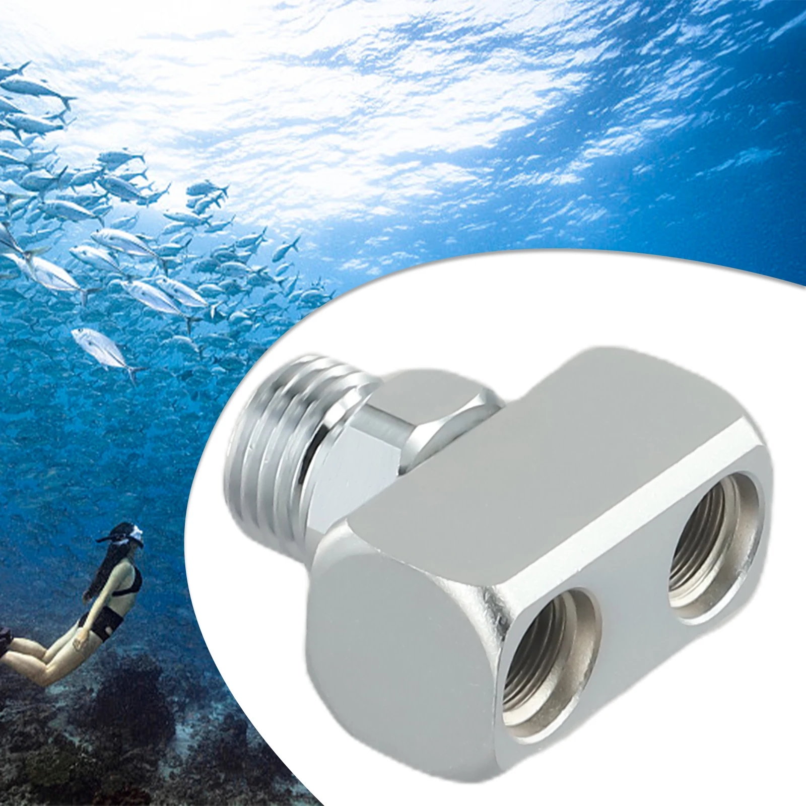 Hose Adapter Thread Adapter Low Pressure Plitter Regulator Scuba Diving Silver Hose 9/16\