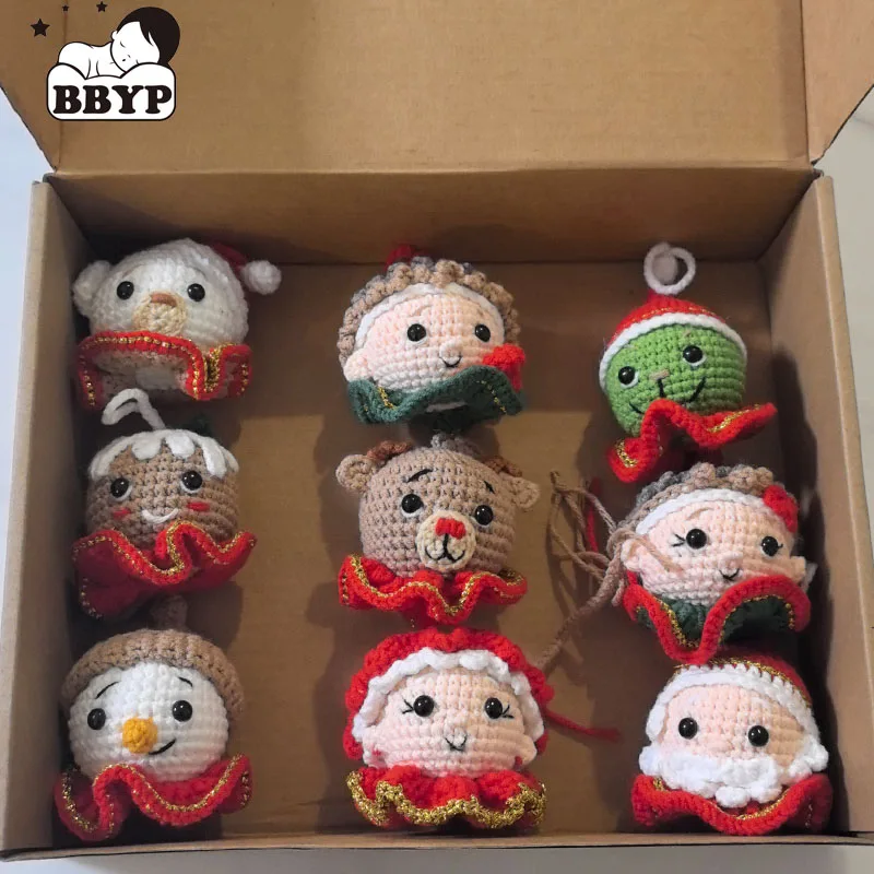 Christmas Crochet Cotton Plush Santa Claus Doll kawaii Knitted Elf Stuffed Toys Sleeping Cuddle Doll Christmas Gift