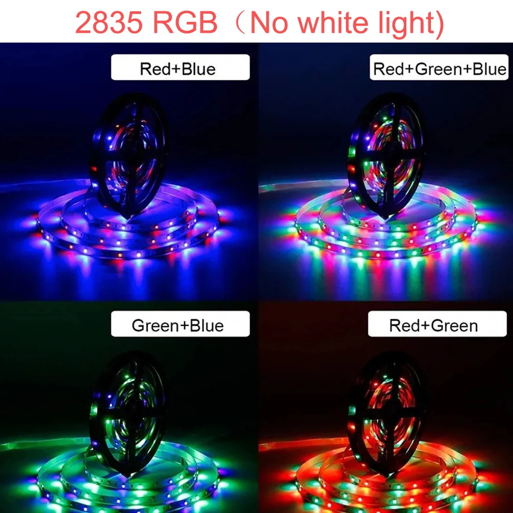 USB 2835 LED 스트립 조명, RGB 리모컨 조명, 유연한 램프 테이프, 리본 TV 데스크탑 화면 백라이트 다이오드 테이프, 10m, 15m, 20m