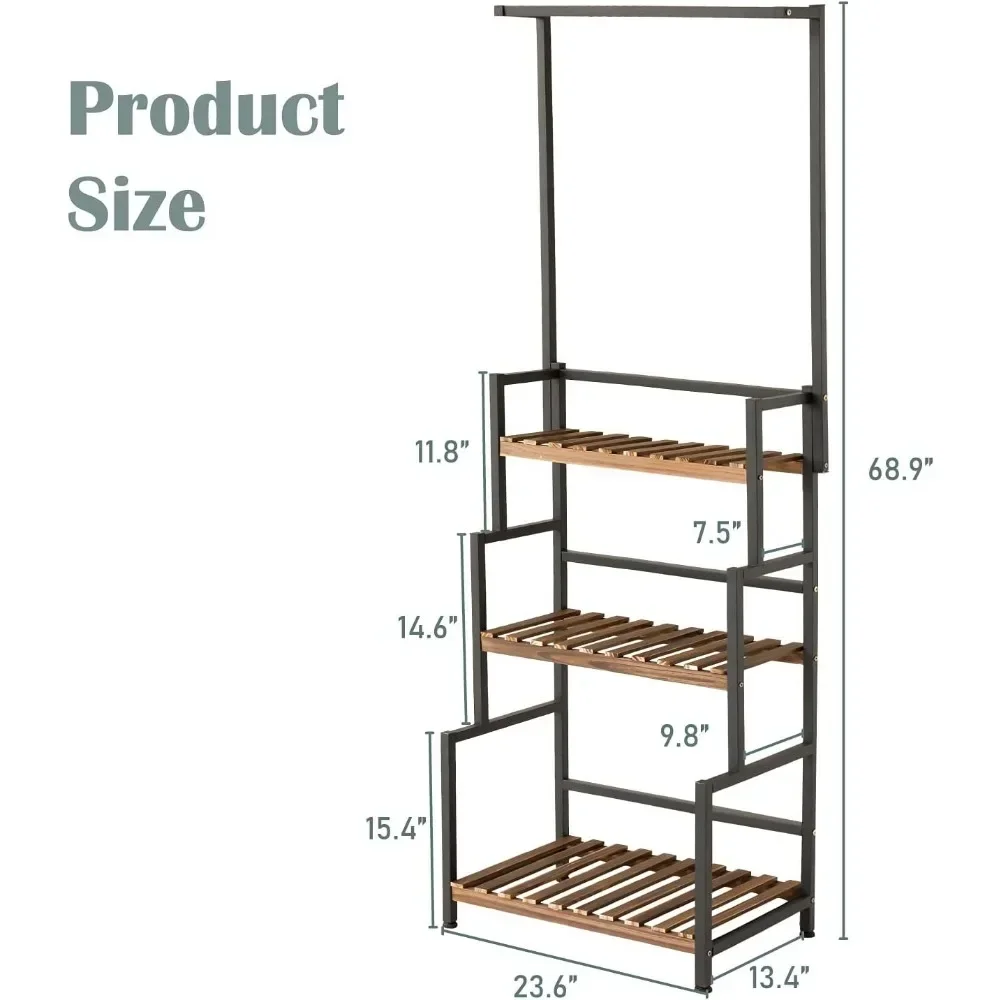 Hanging Plant Stand Indoor 3-Tier Plant Shelves,Plant Rack Flower Pot Organizer Outdoor Shelf Multiple Plants, Wood Plants Shelf