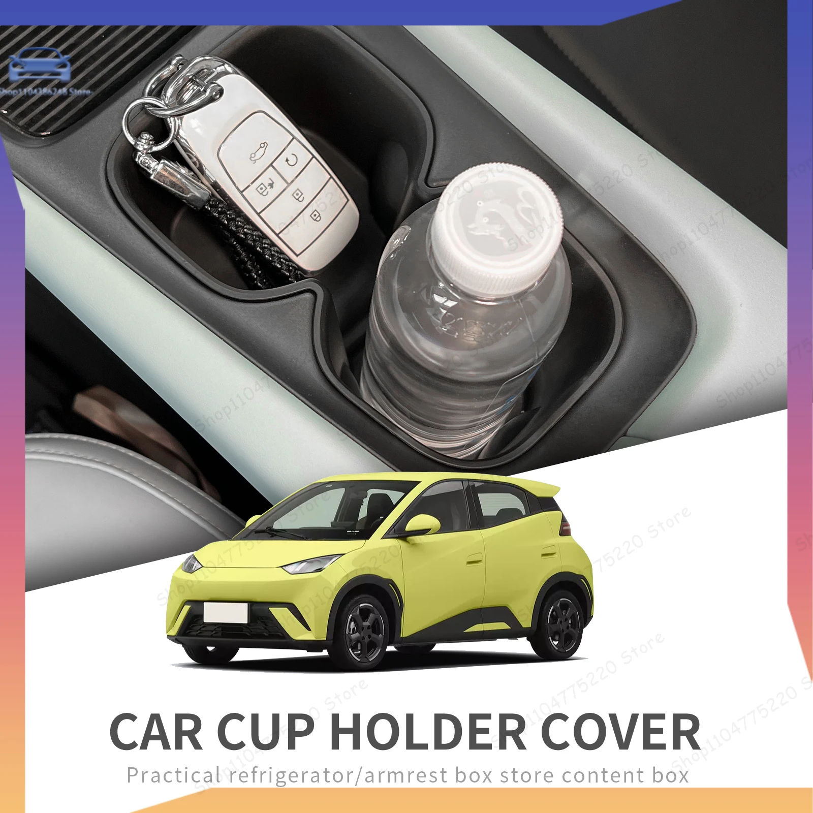 For BYD SEAGULL Cup Holder Storage Box Shock-Absorbing Central Armrest Cup Tray TPE Tidying