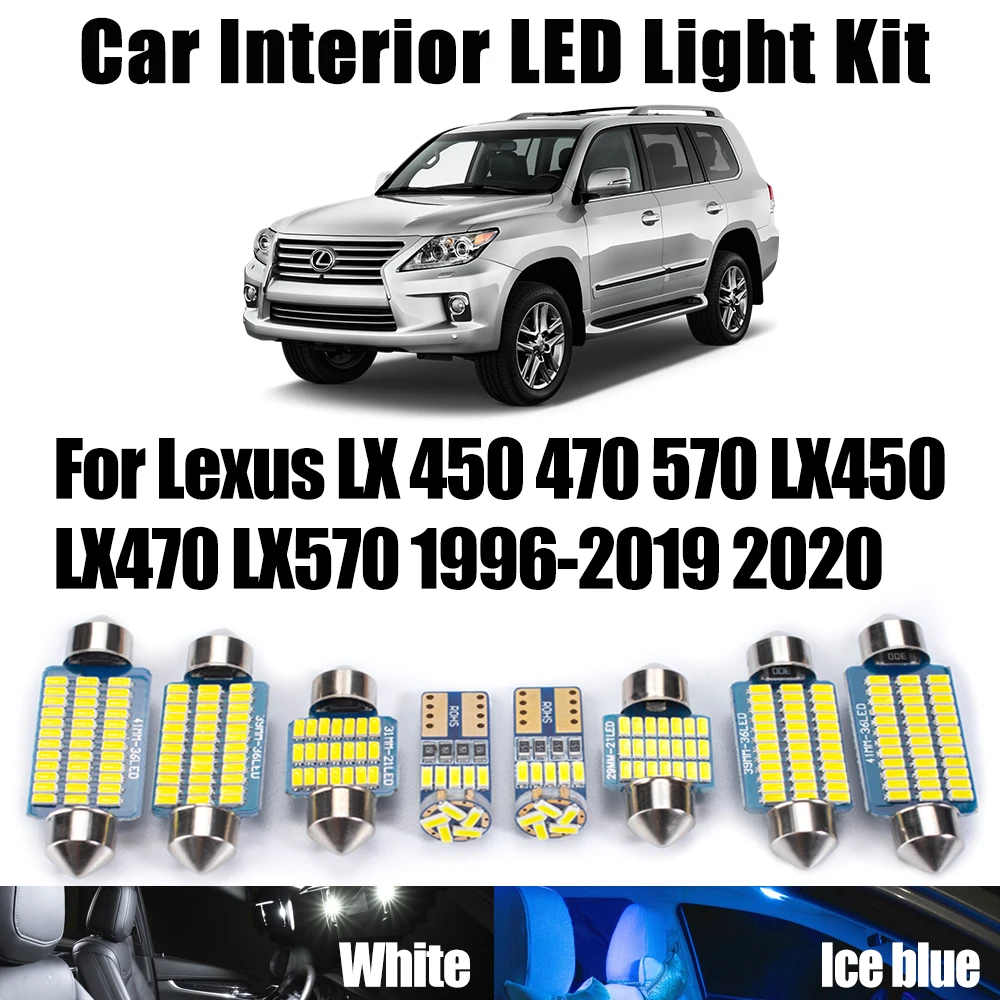 

Для Lexus LX 450 470 570 LX450 LX470 LX570 1996-2020 Canbus Автомобильный светодиодный внутренний багажник, потолочный купольный светильник, комплект, лампа для стартовой пластины