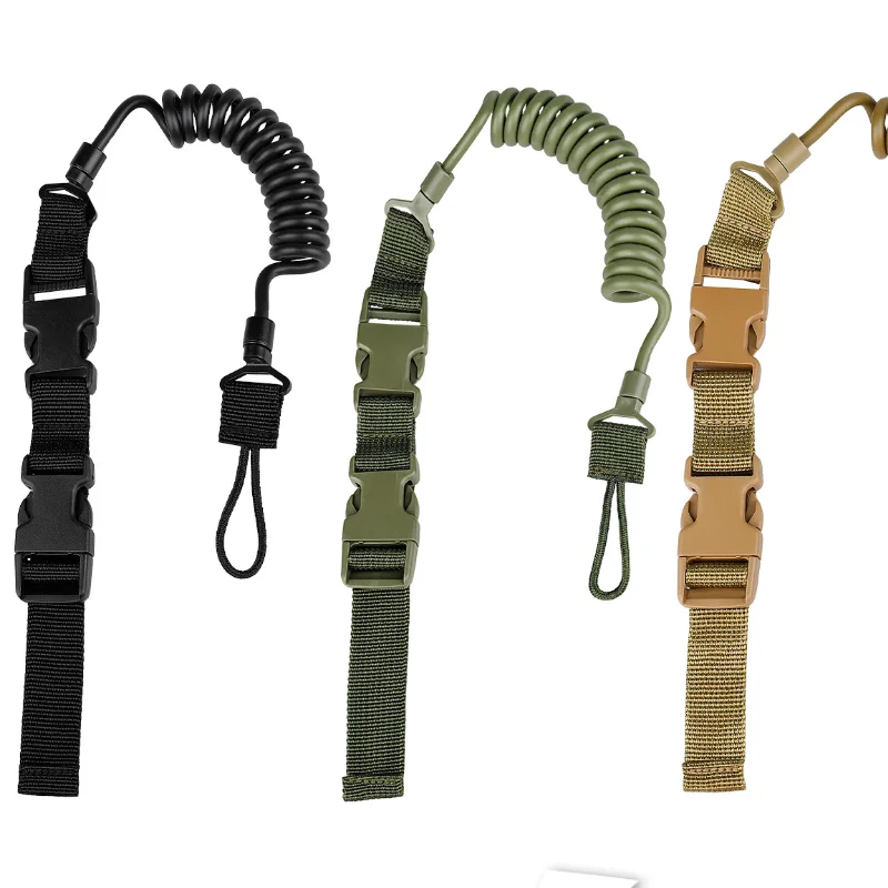 Anti-lost Elastic Lanyard Rope Spring Safety Strap Rope For Key Ring Chain Flashlight Hunting Accessories